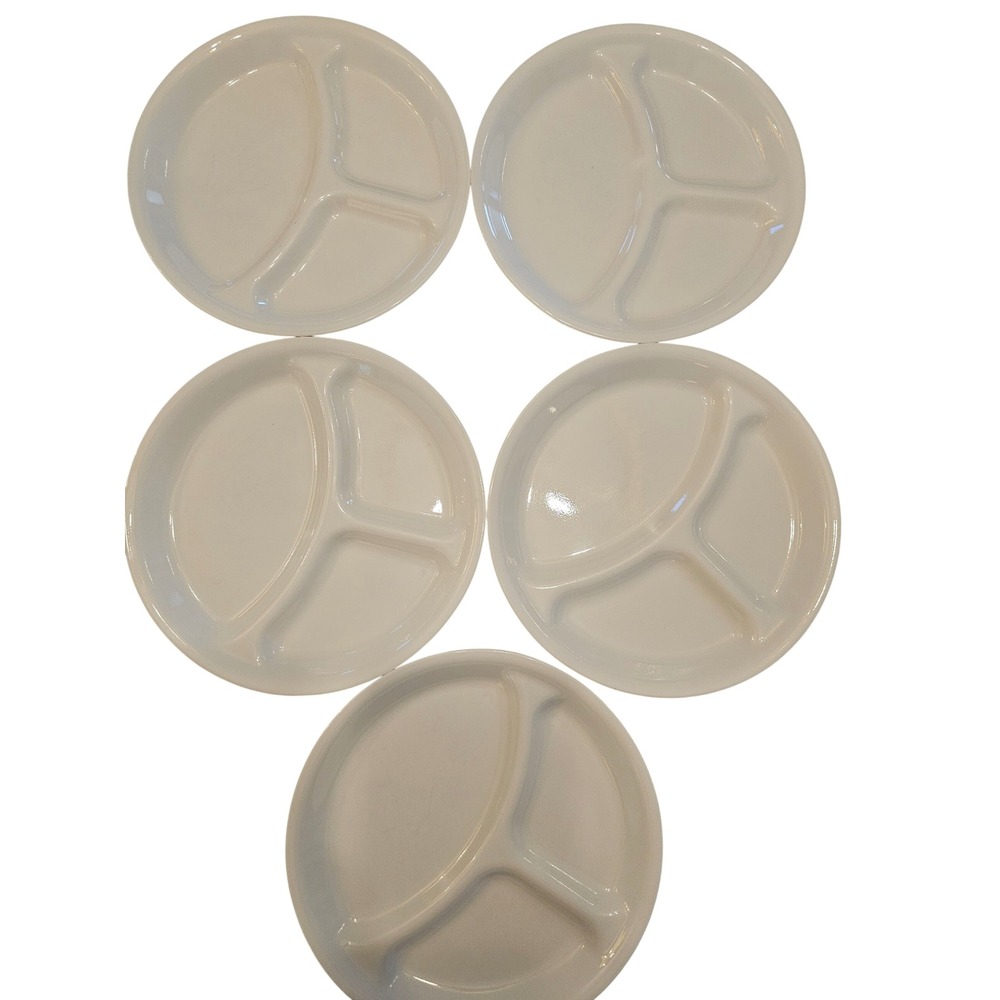 Corelle Winter Frost White Divided Dinner Plates Set /5 Vitrelle 10.25 inch USA